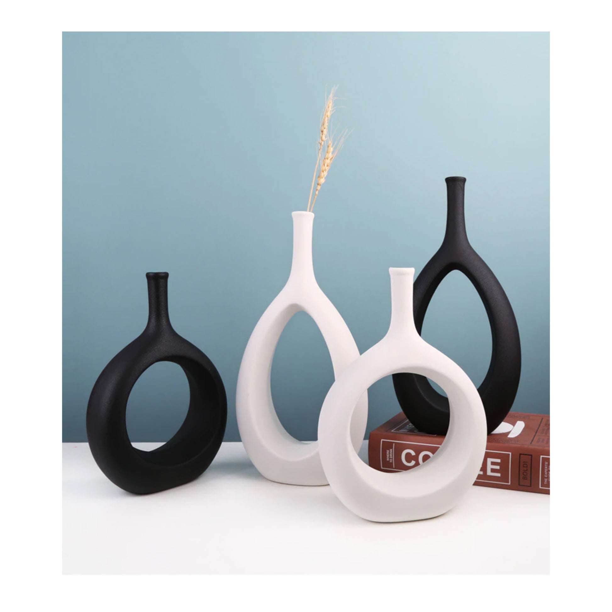 Boho Decor Black or White Vases - Jasmine and Jade Interiors