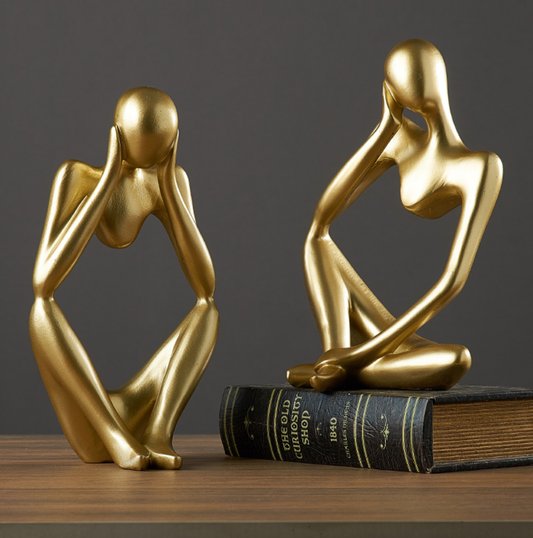 Thinker Gold Sculpture's - Jasmine and Jade Interiors