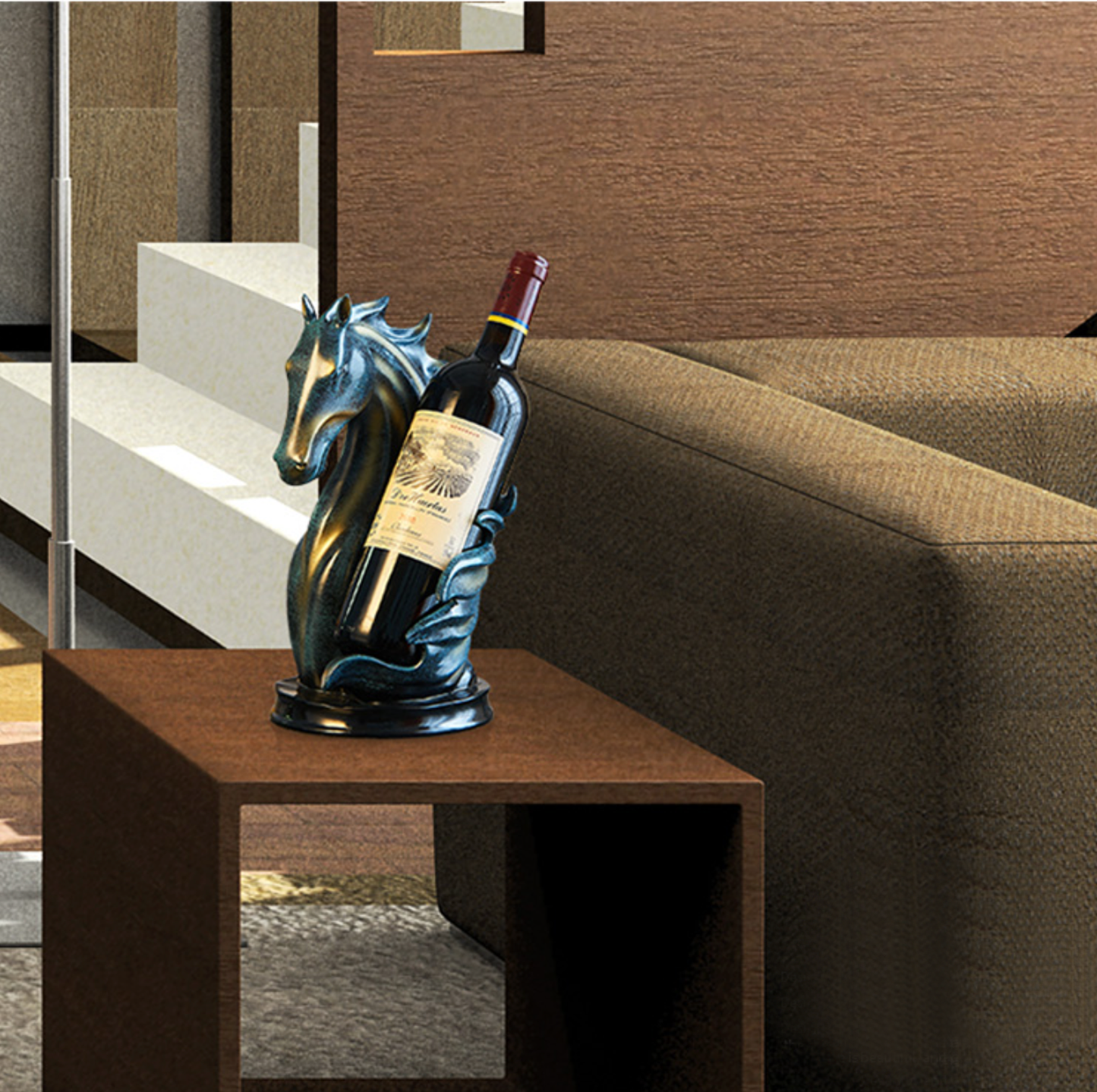 Gold or Blue Horse Wine Bottle Holder - Jasmine and Jade Interiors