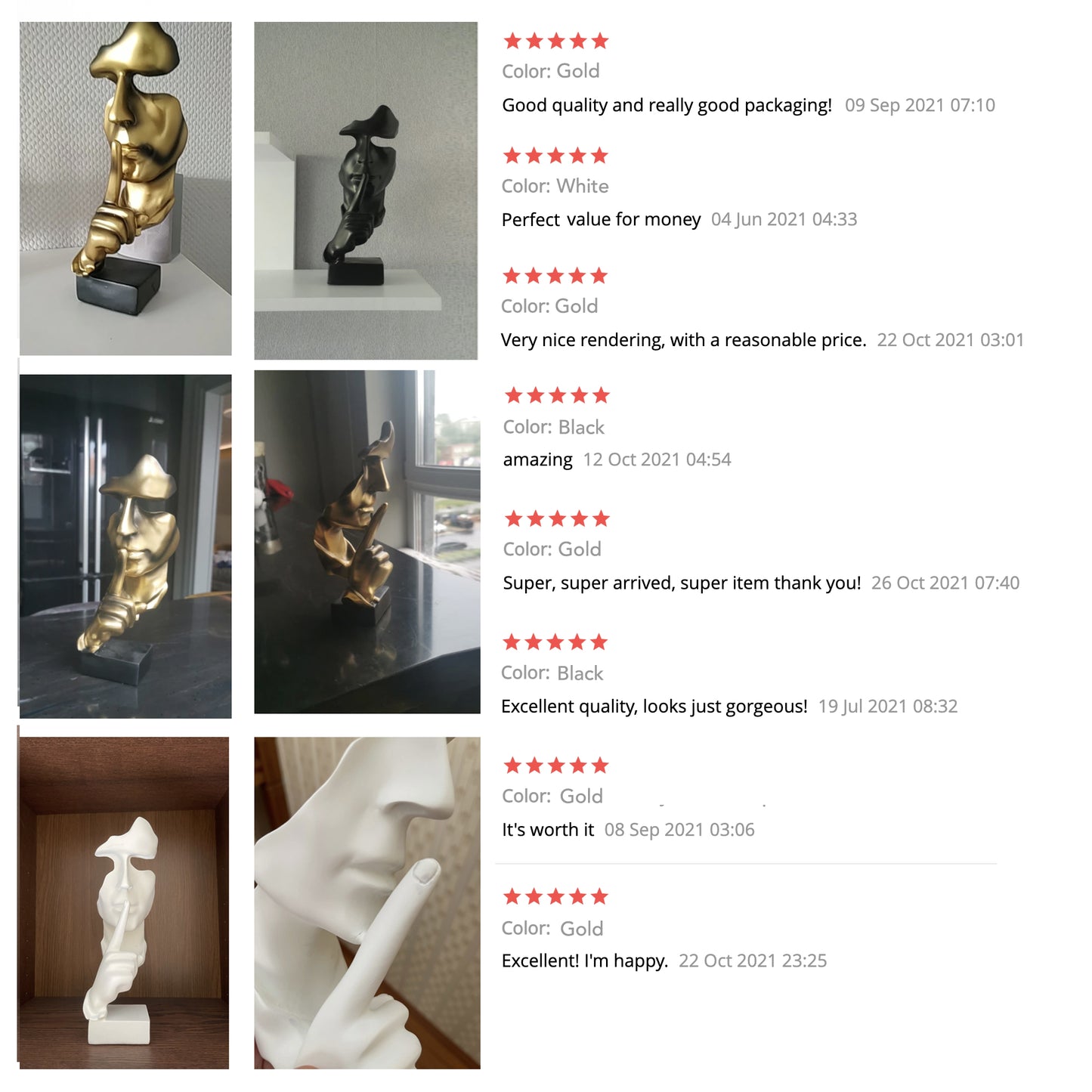 Modern Silence Statues - Jasmine and Jade Interiors
