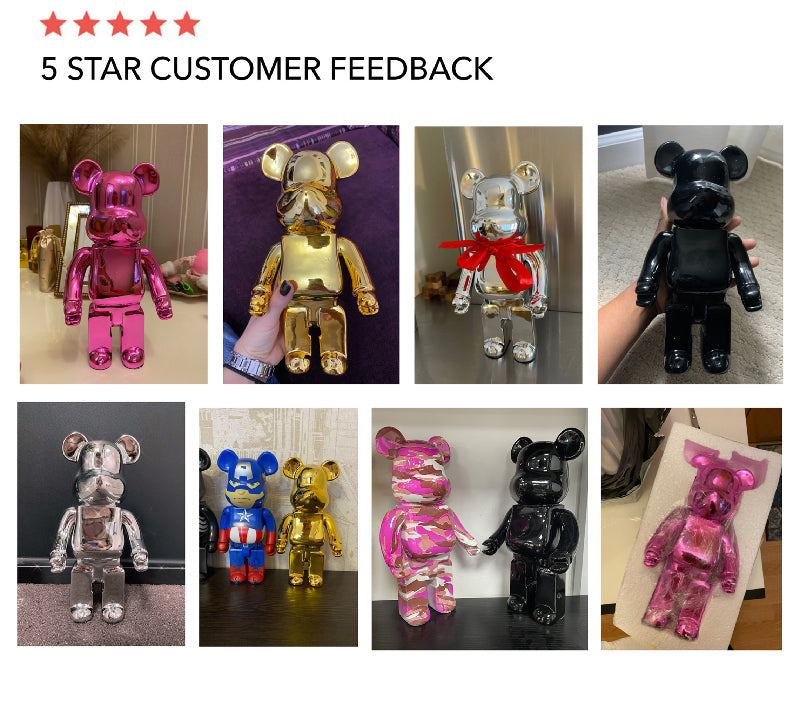 Bearbricks metallic kids ornament, teddy bear. Available in Silver and gold. More colours