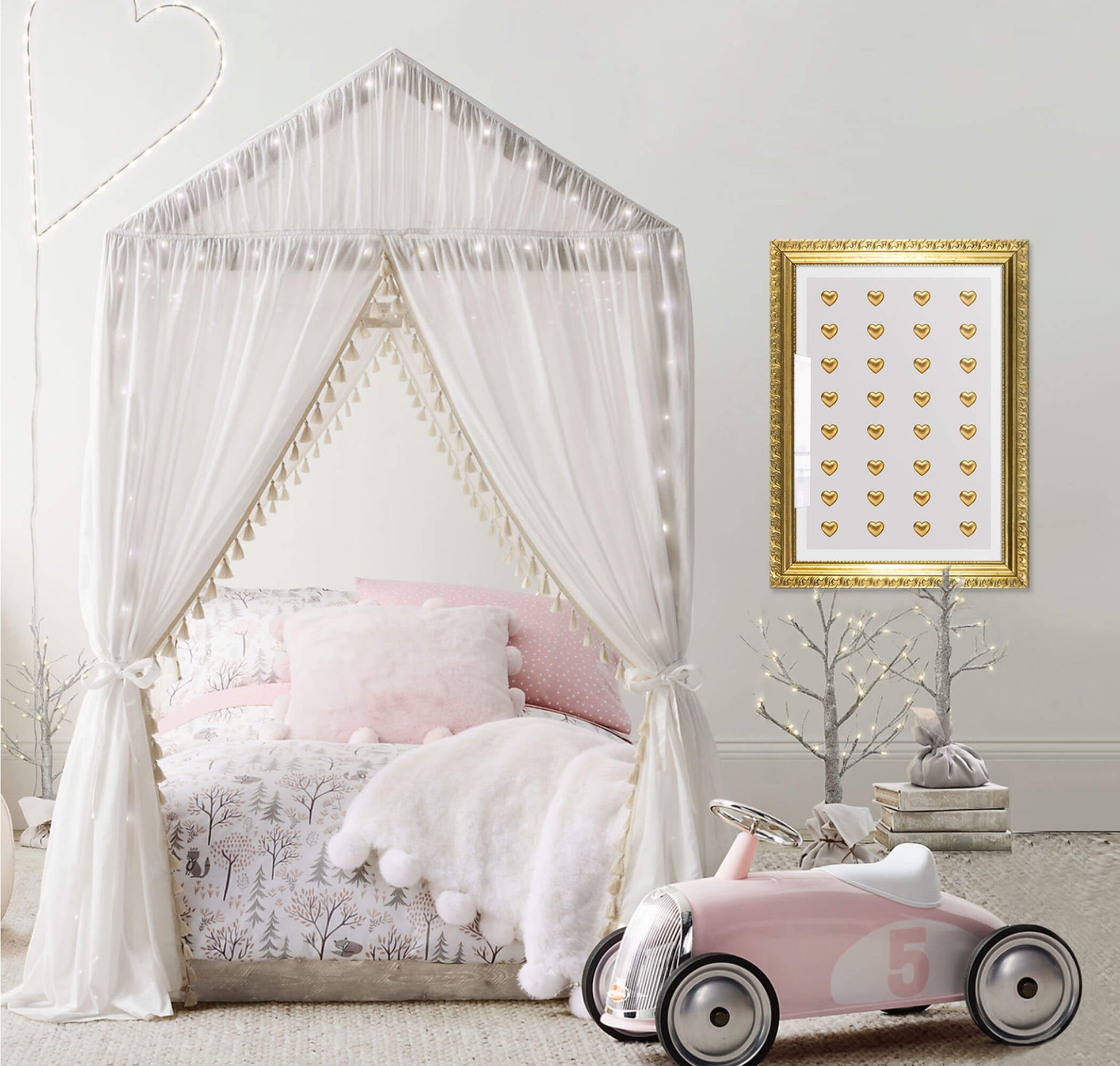 Girls Gold metal wall art heart poster