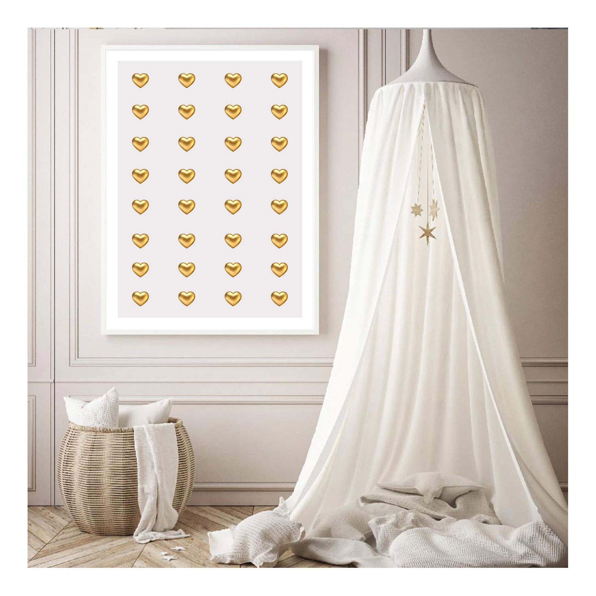 Girls Gold metal wall art heart poster