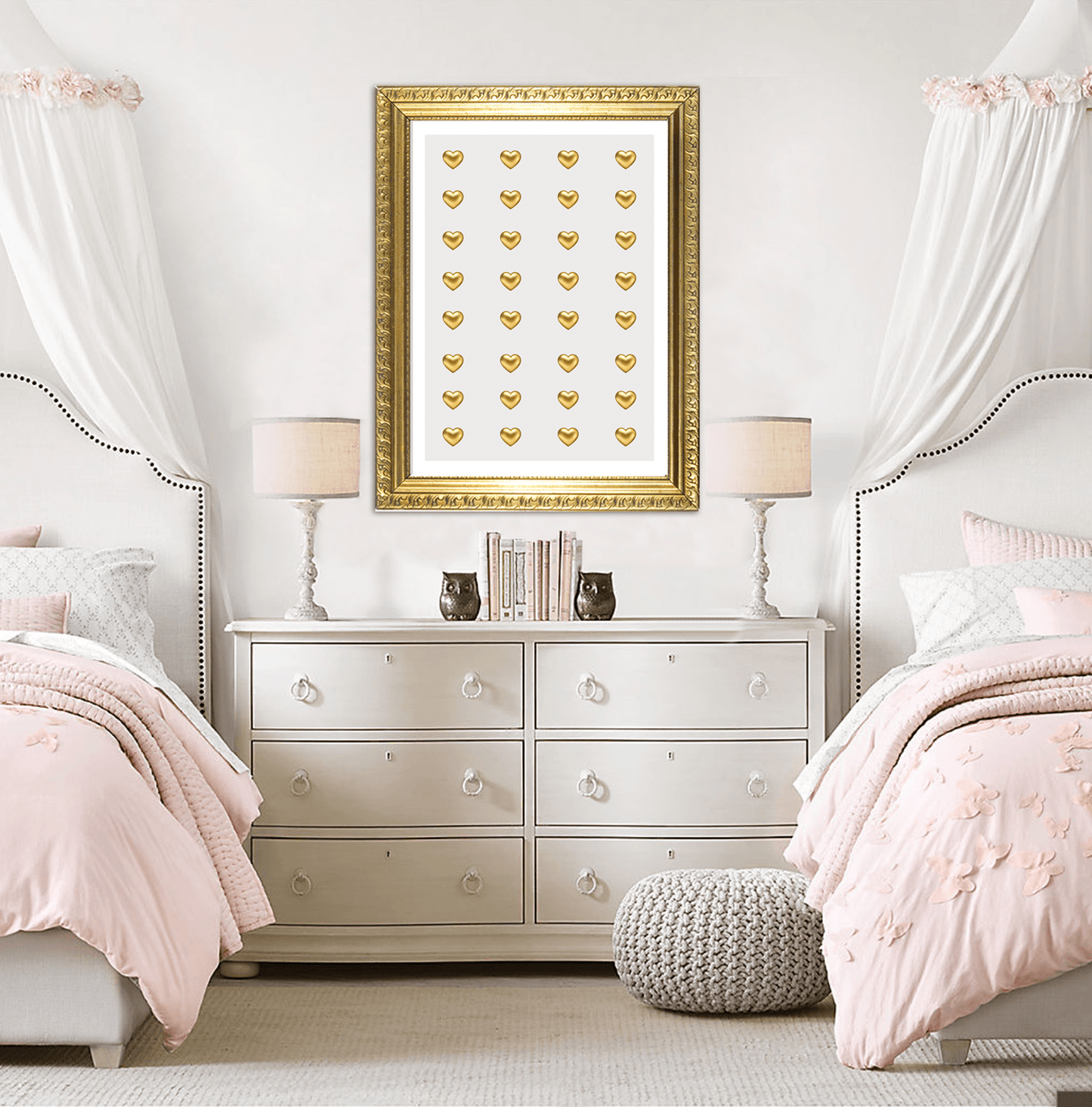 Girls Gold metal wall art heart poster