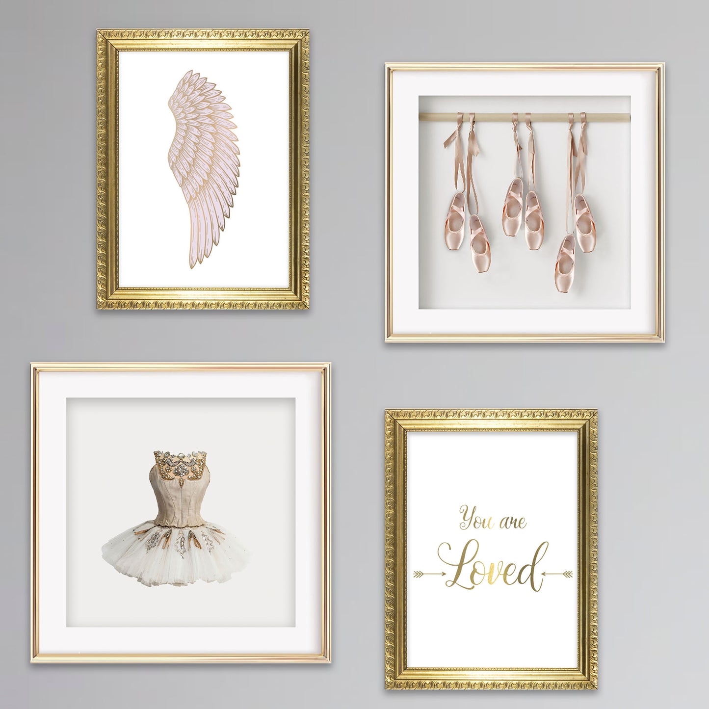 Girls pink & gold bedroom ballet art posters