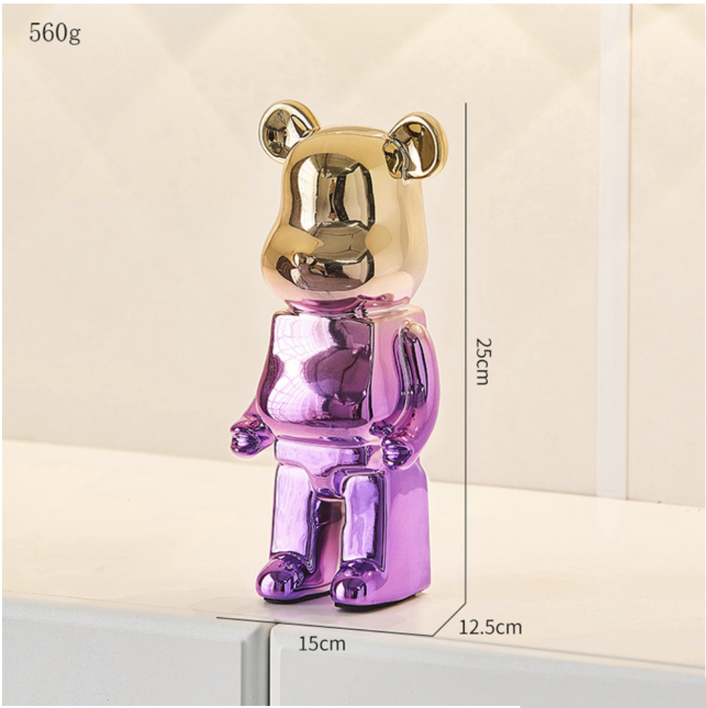Bearbricks metallic kids ornament, teddy bear. Available in Silver and gold. More colours