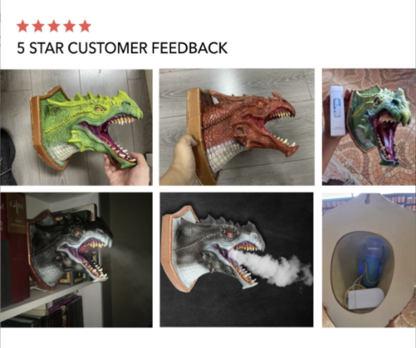 Smoke Blowing LED Dragon Head - Wall Mounted - 3 Colours - Jasmine and Jade Interiors