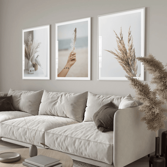Boho Beach feather, seaside art poster