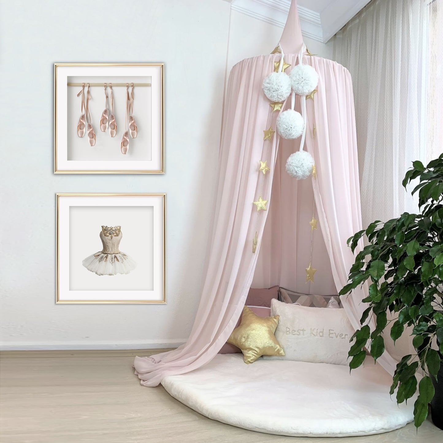 Girls pink & gold bedroom ballet art posters