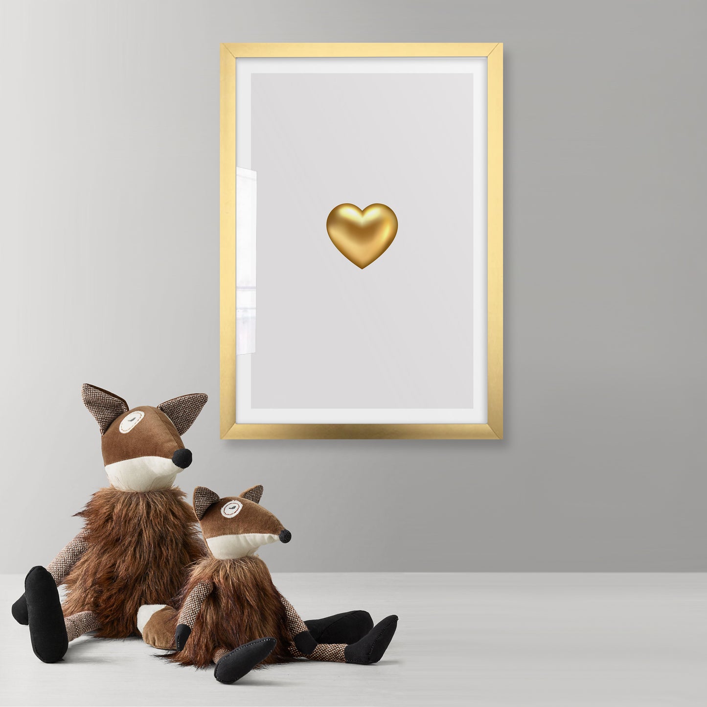 Single Gold 3D Heart Art Print - Jasmine and Jade Interiors