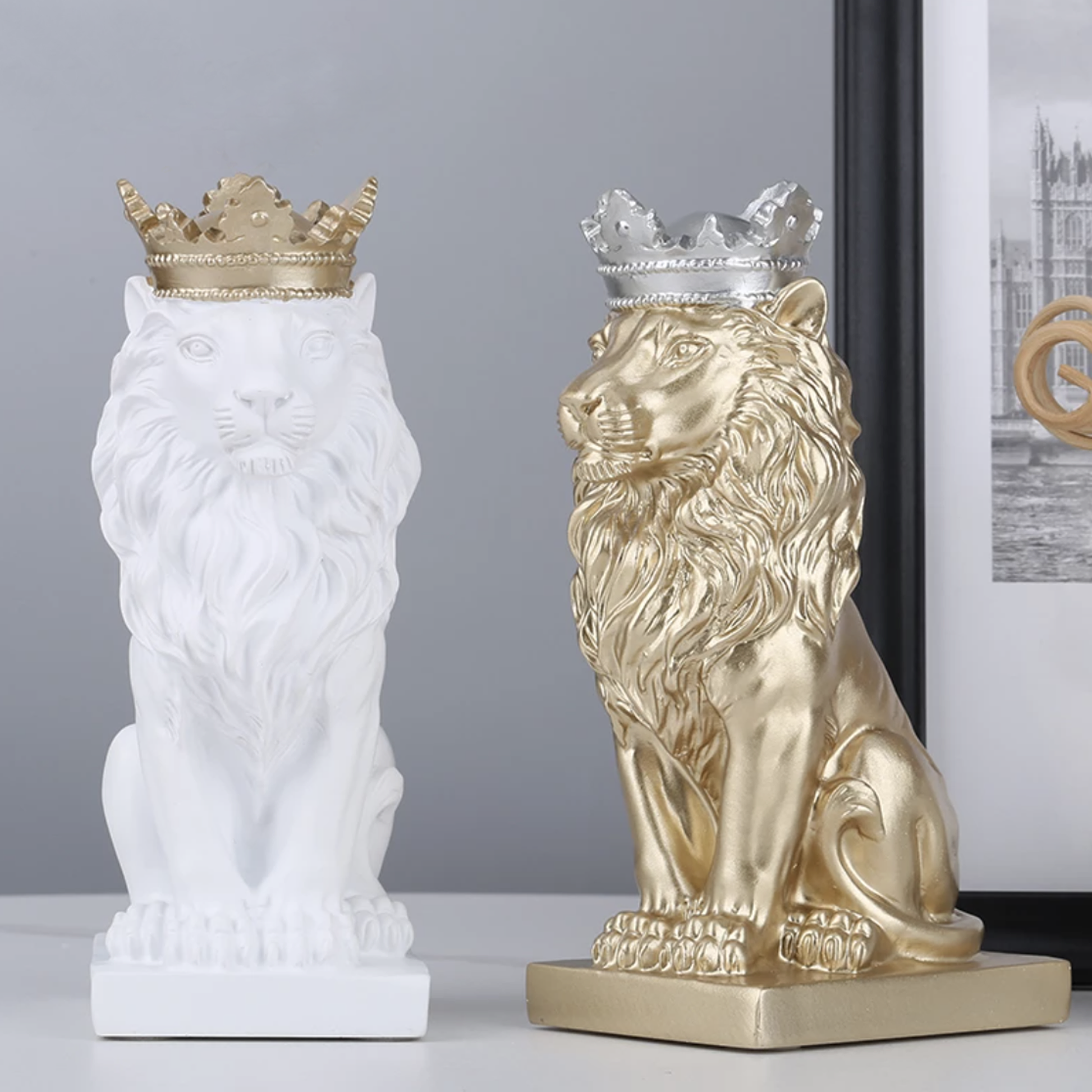 Gold Royal Lion Sculptures - Jasmine and Jade Interiors