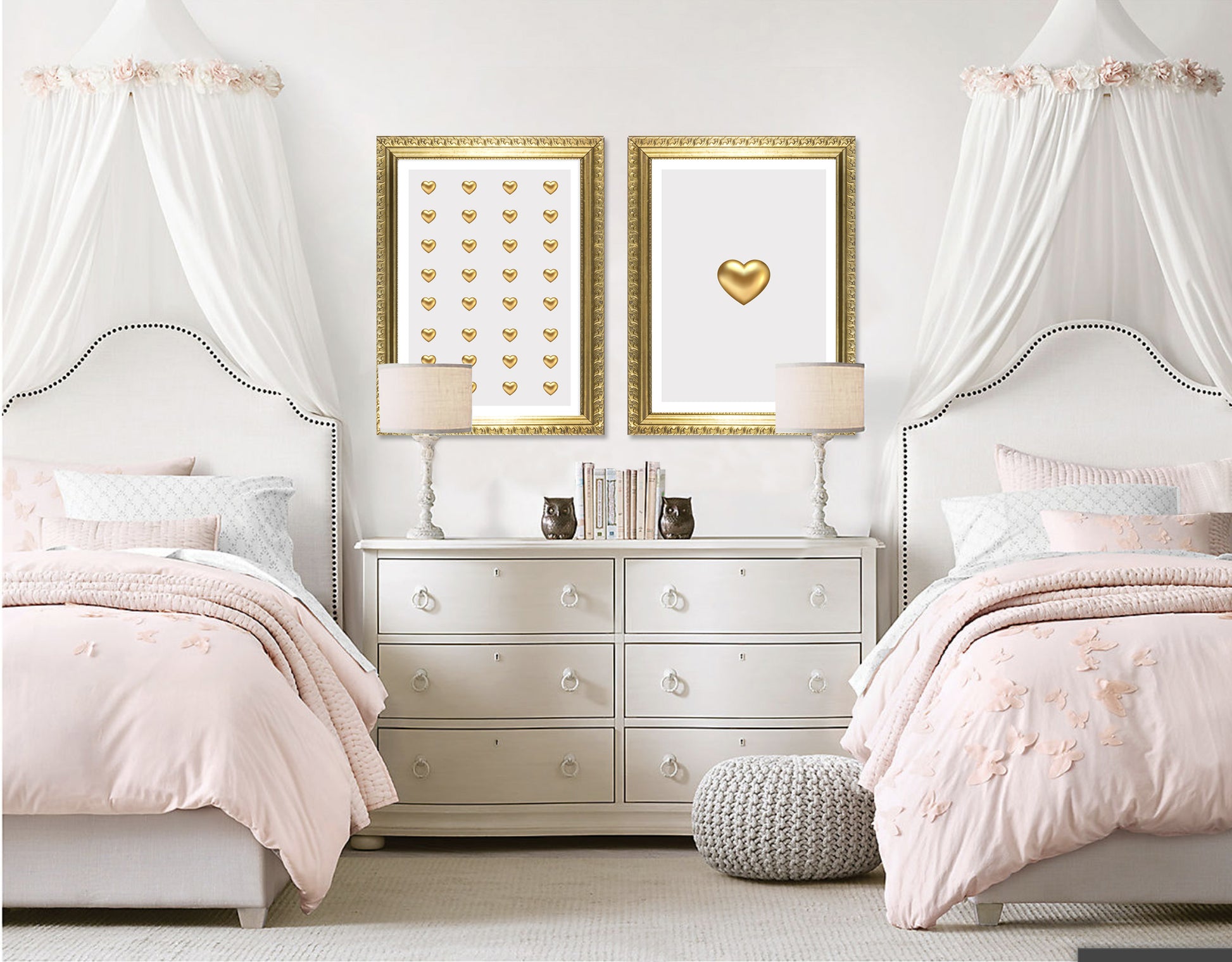Single Gold 3D Heart Art Print - Jasmine and Jade Interiors