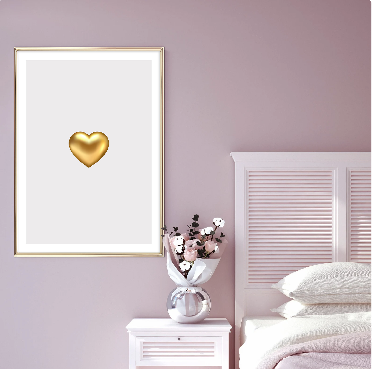Single Gold 3D Heart Art Print - Jasmine and Jade Interiors