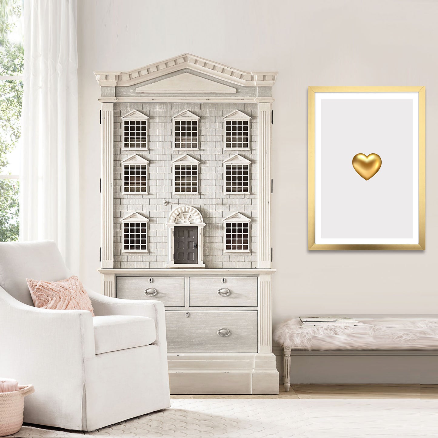 Single Gold 3D Heart Art Print - Jasmine and Jade Interiors