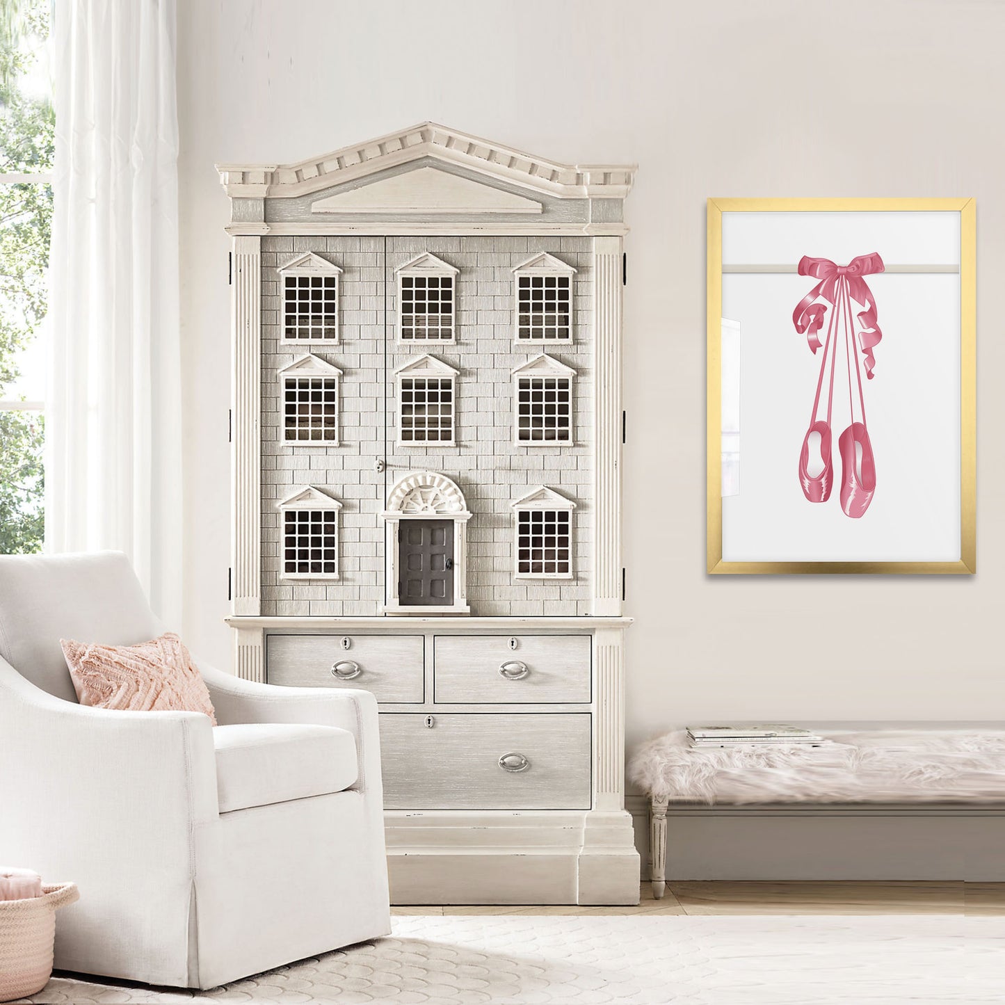 Girls pink & gold bedroom ballet art posters