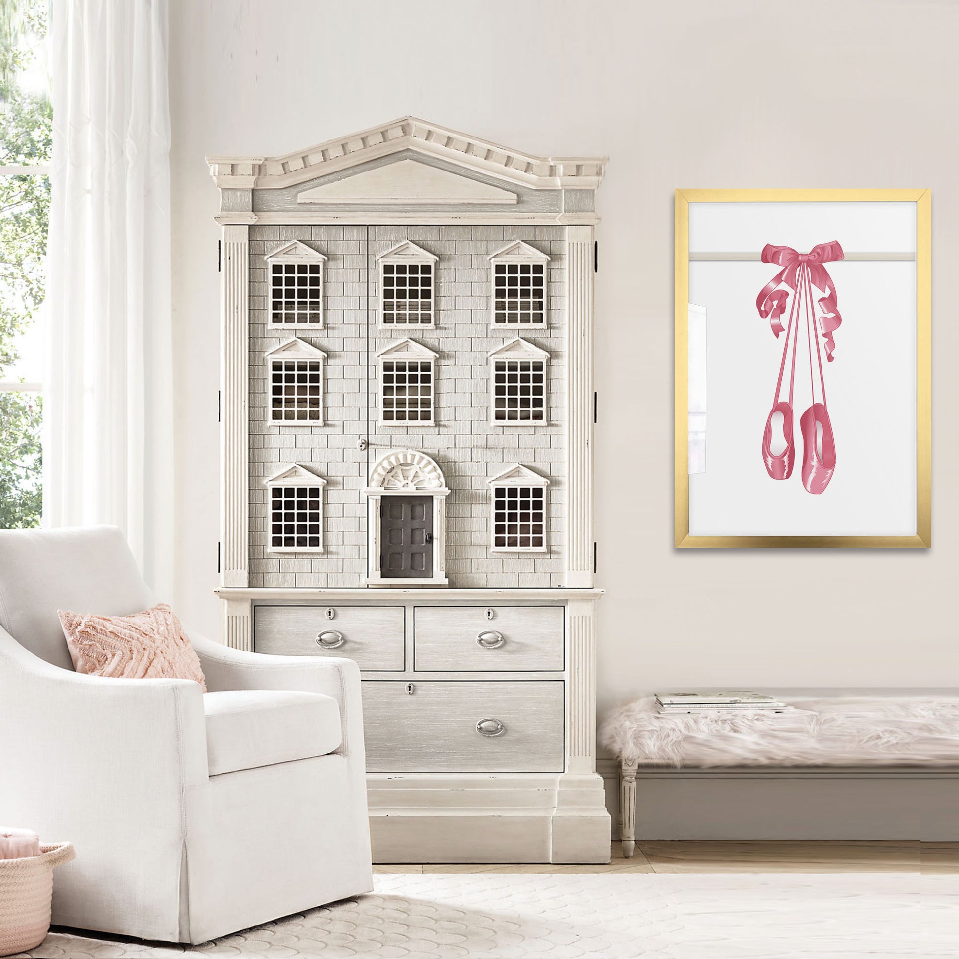Girls pink & gold bedroom ballet art posters