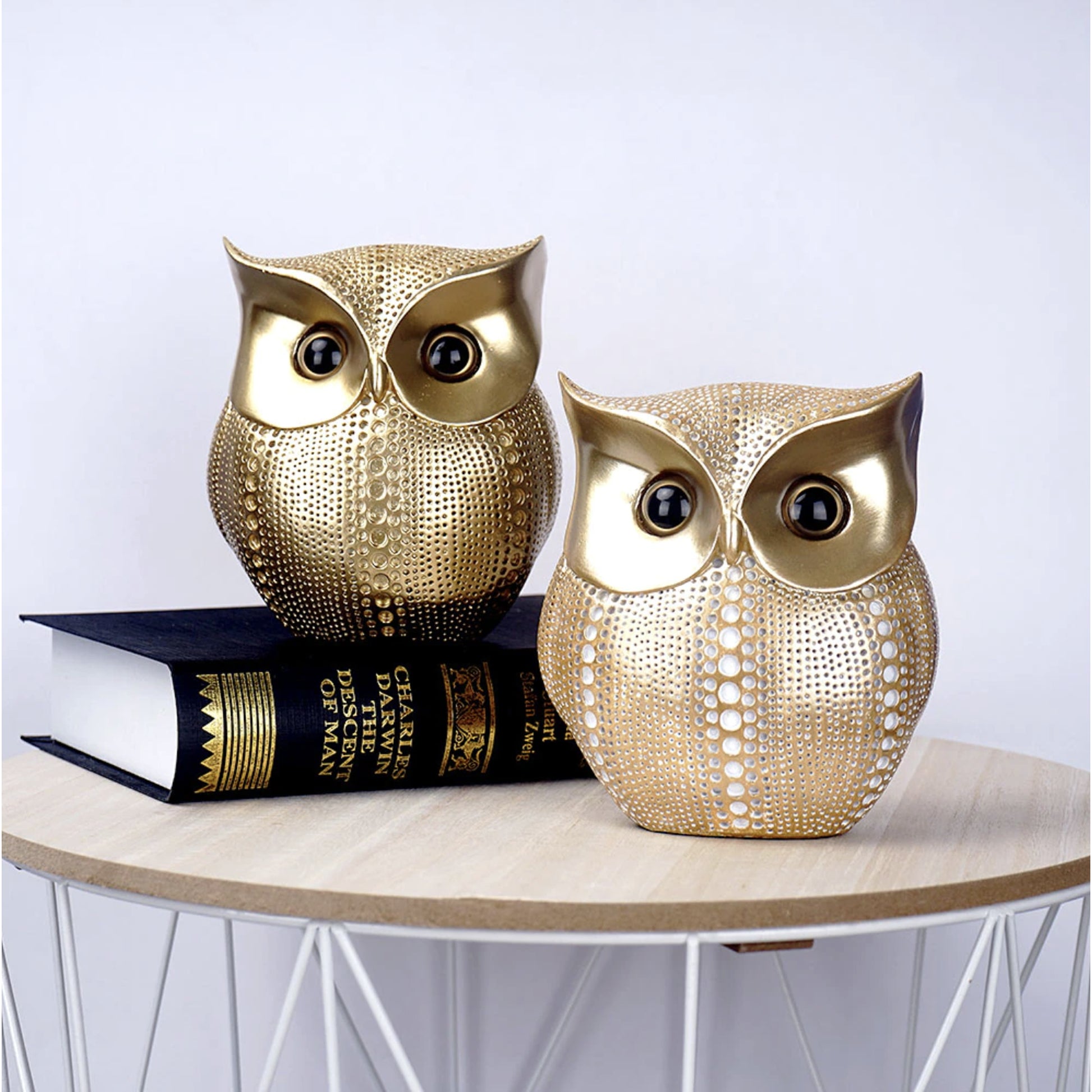 Golden Owl Sculpture's - Jasmine and Jade Interiors