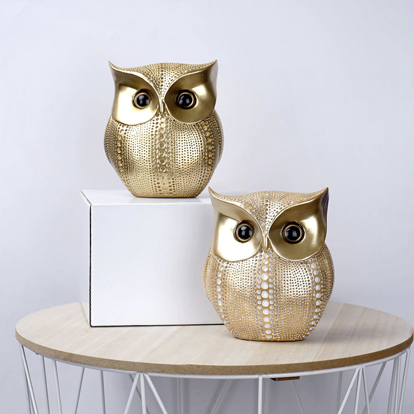 Golden Owl Sculpture's - Jasmine and Jade Interiors