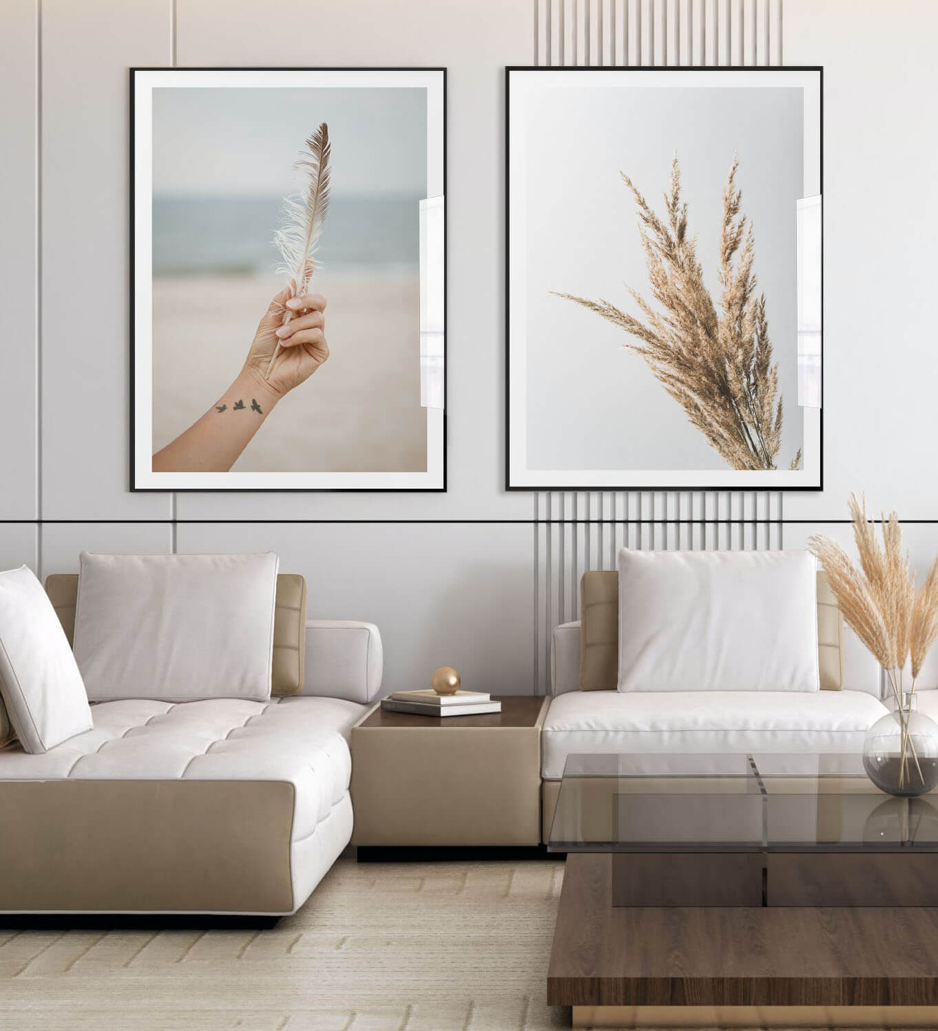 Boho Beach feather, seaside art poster