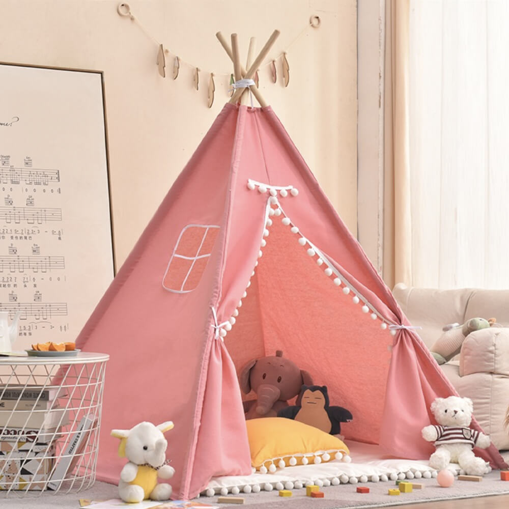 Spielzelt mit Pompom-Tipi – 5 Farben