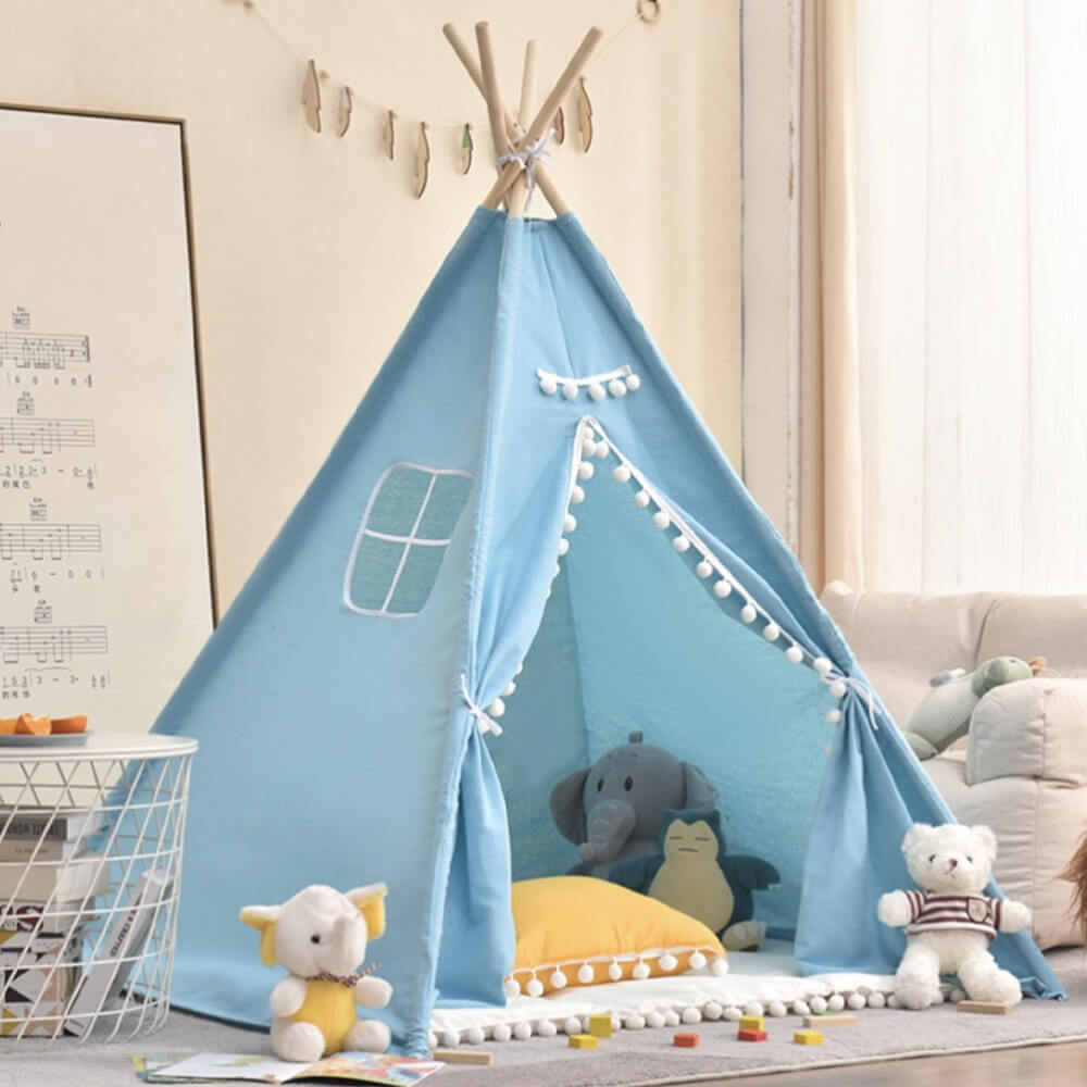 Spielzelt mit Pompom-Tipi – 5 Farben