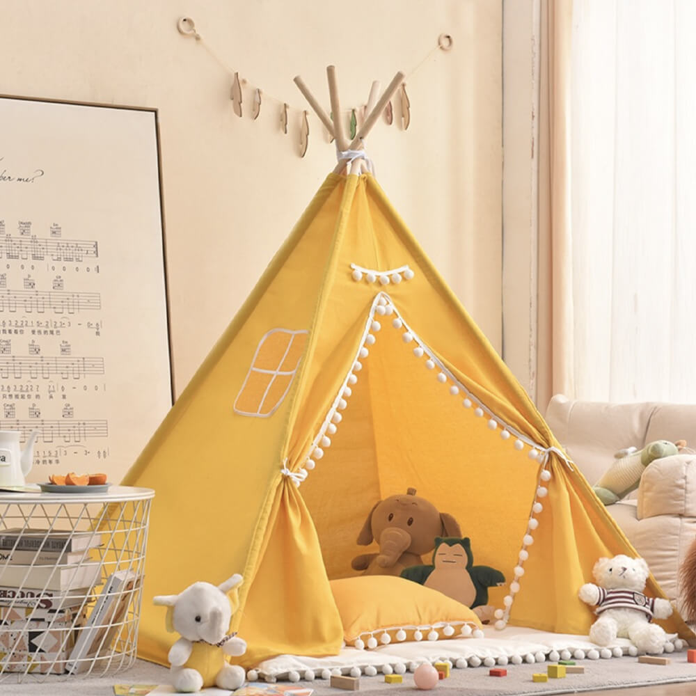 Spielzelt mit Pompom-Tipi – 5 Farben