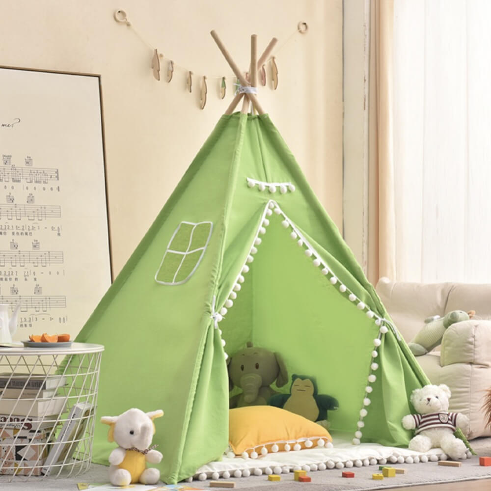 Spielzelt mit Pompom-Tipi – 5 Farben