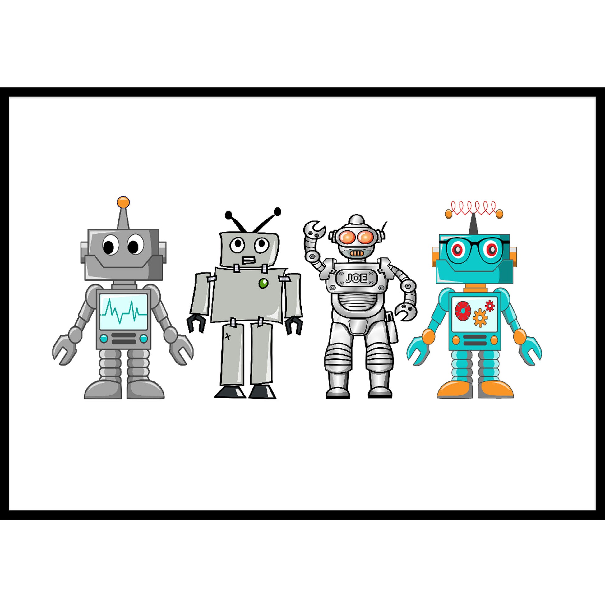 Team Robot Art Print - Jasmine and Jade Interiors