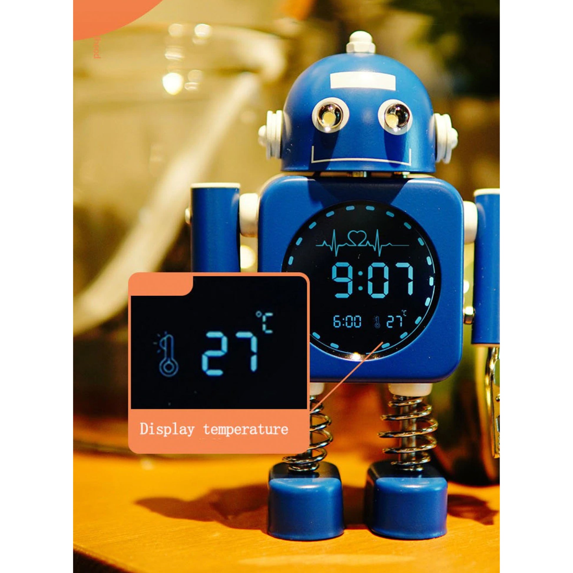 Retro Robot Alarm Clock with Light up Eyes - 5 Colours - Jasmine and Jade Interiors
