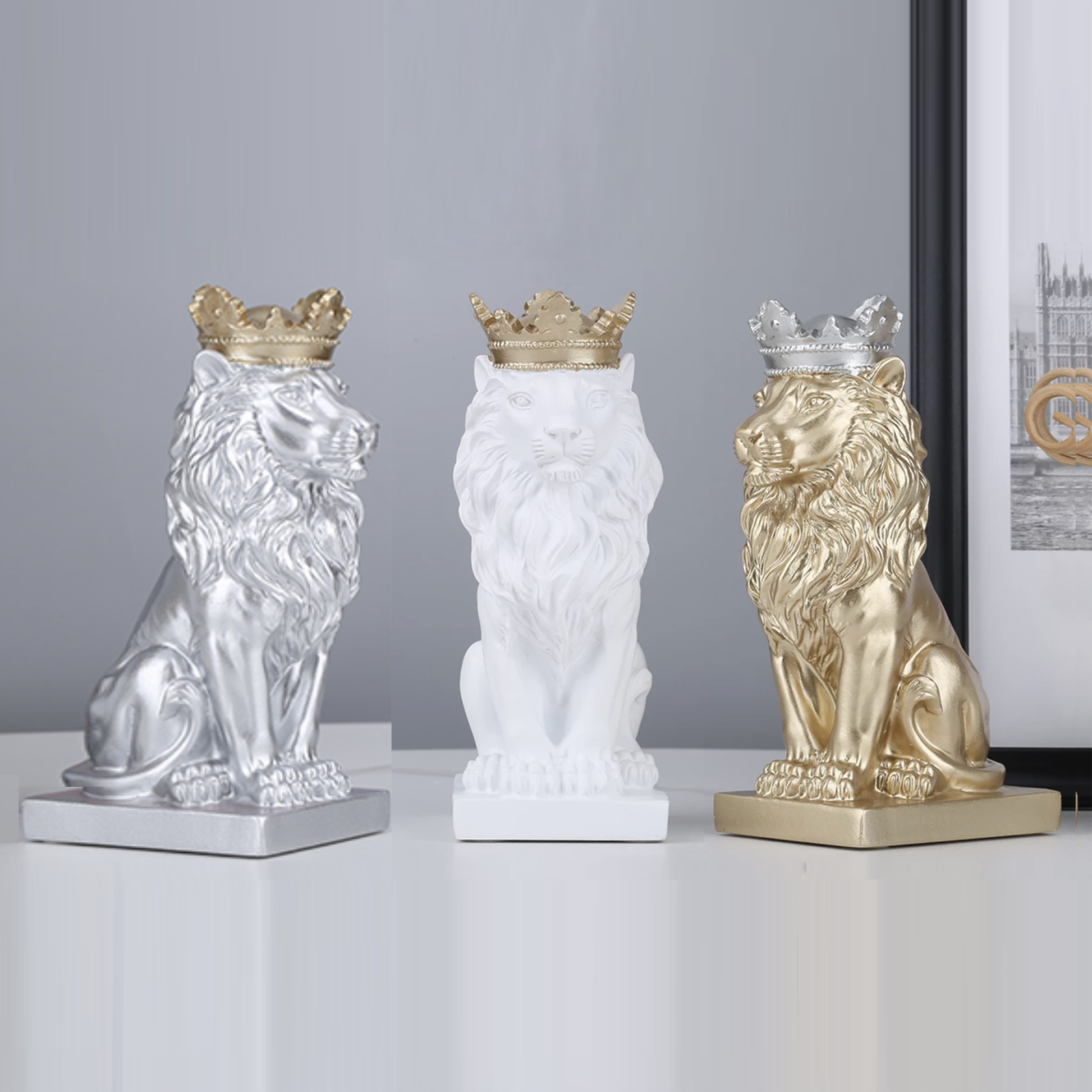 Gold Royal Lion Sculptures - Jasmine and Jade Interiors