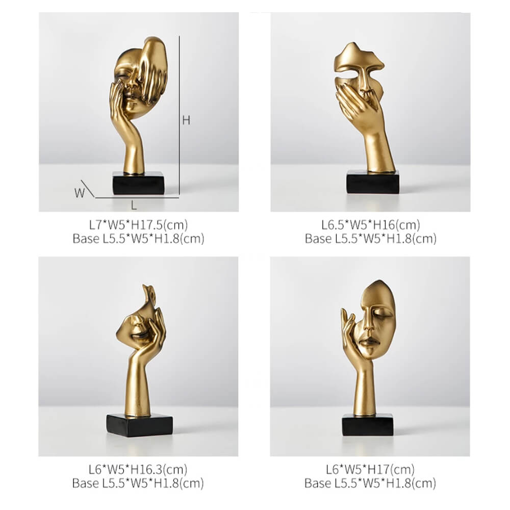 Sculptures de visage d'or