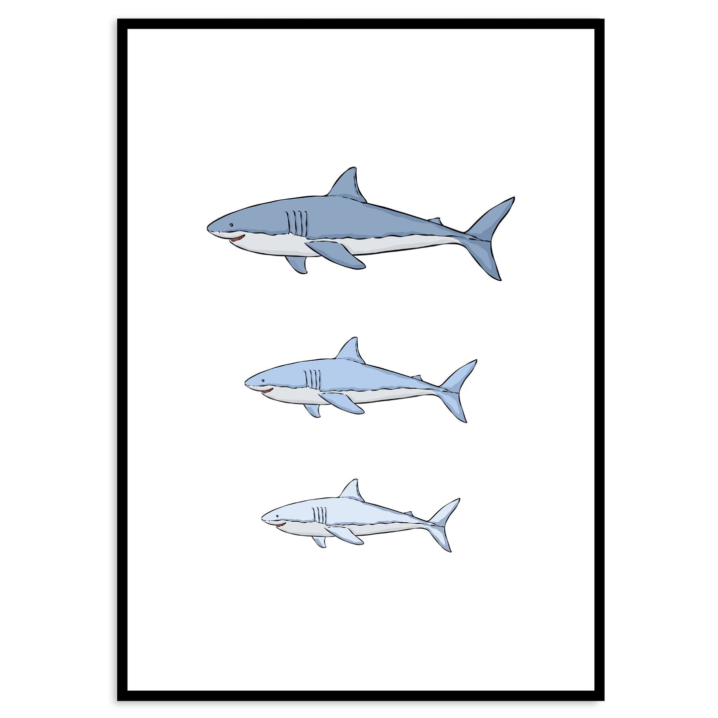 Shark Family Art Print - Jasmine and Jade Interiors