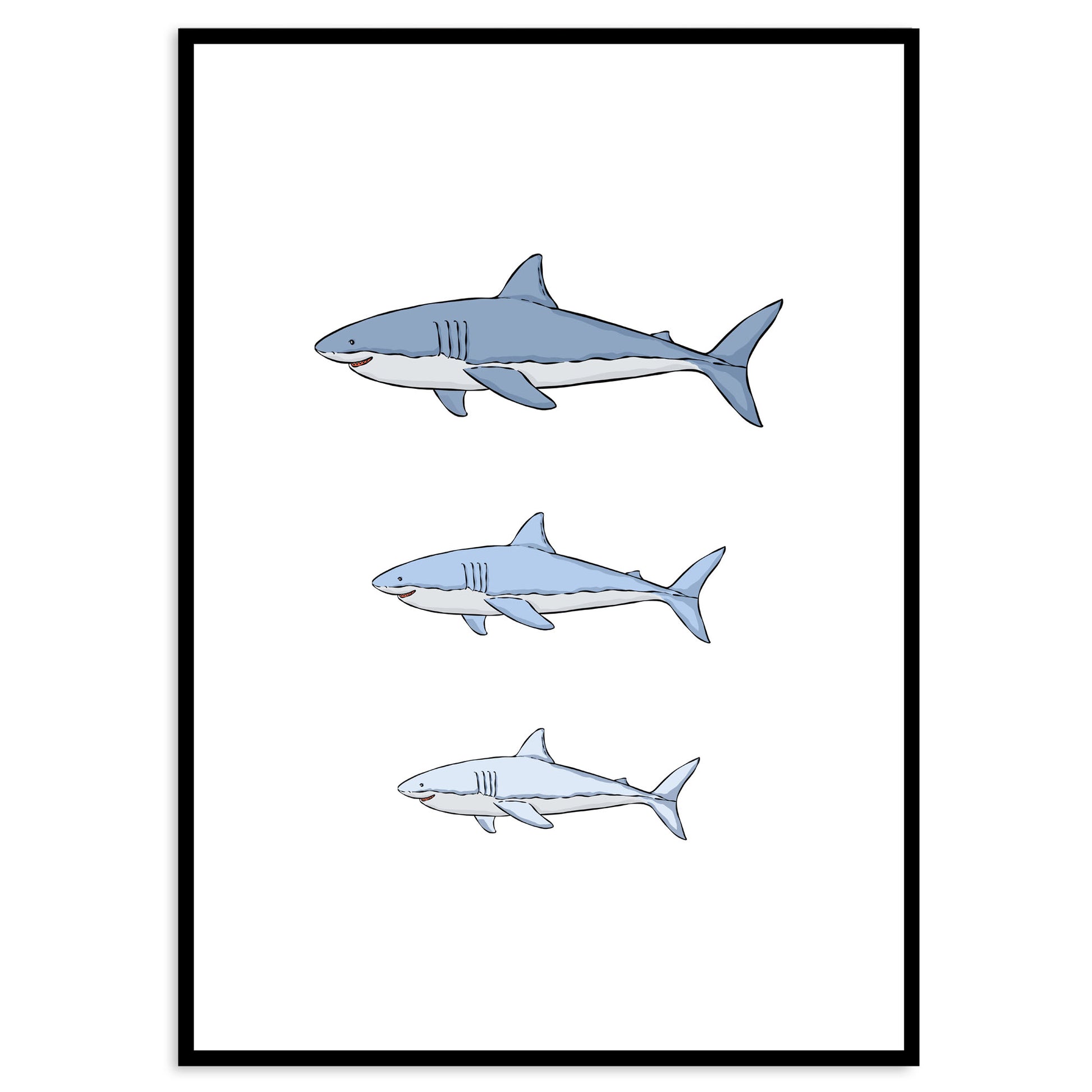 Shark Family Art Print - Jasmine and Jade Interiors