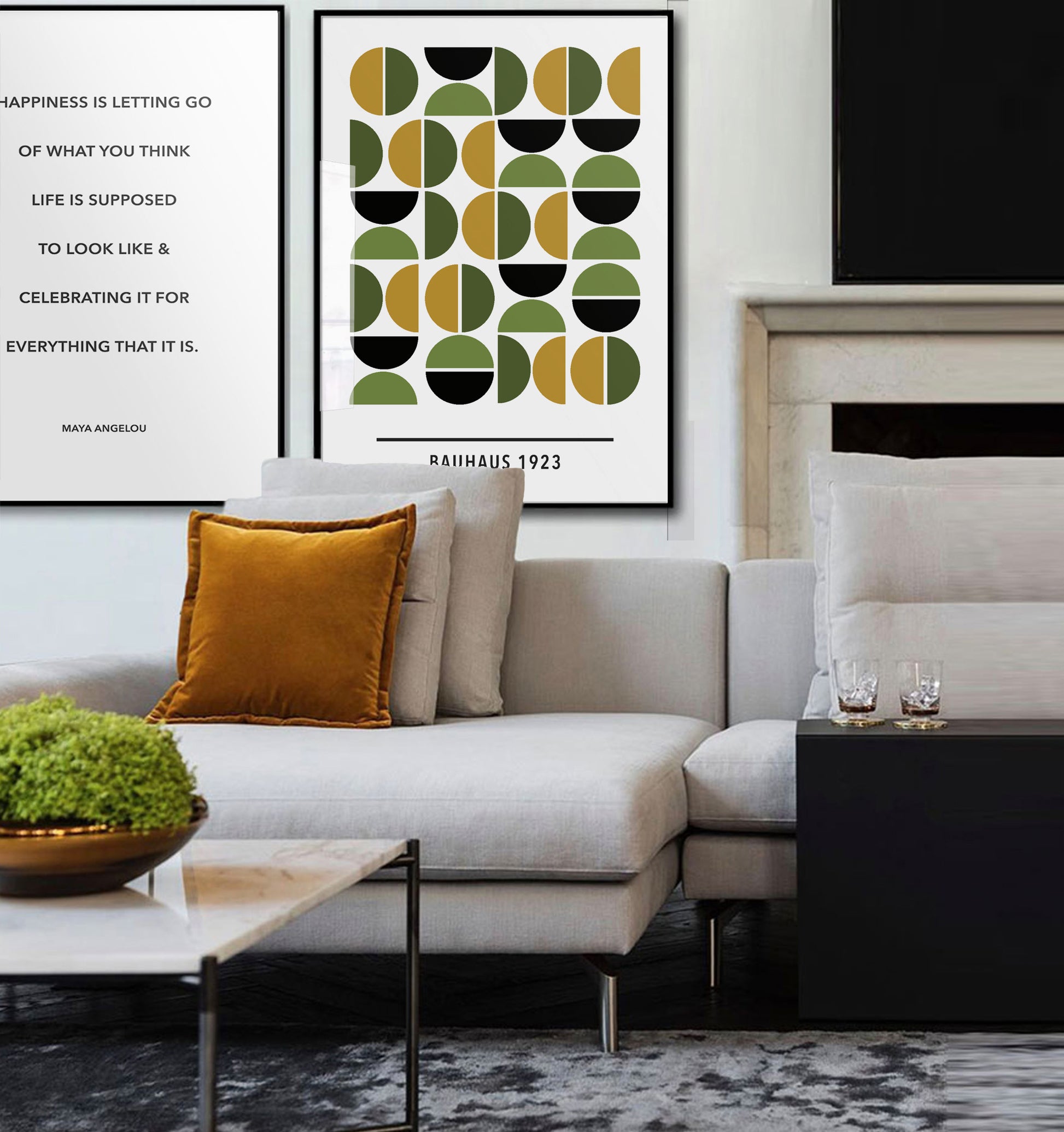 Green/Yellow Bauhaus Art Print - Jasmine and Jade Interiors