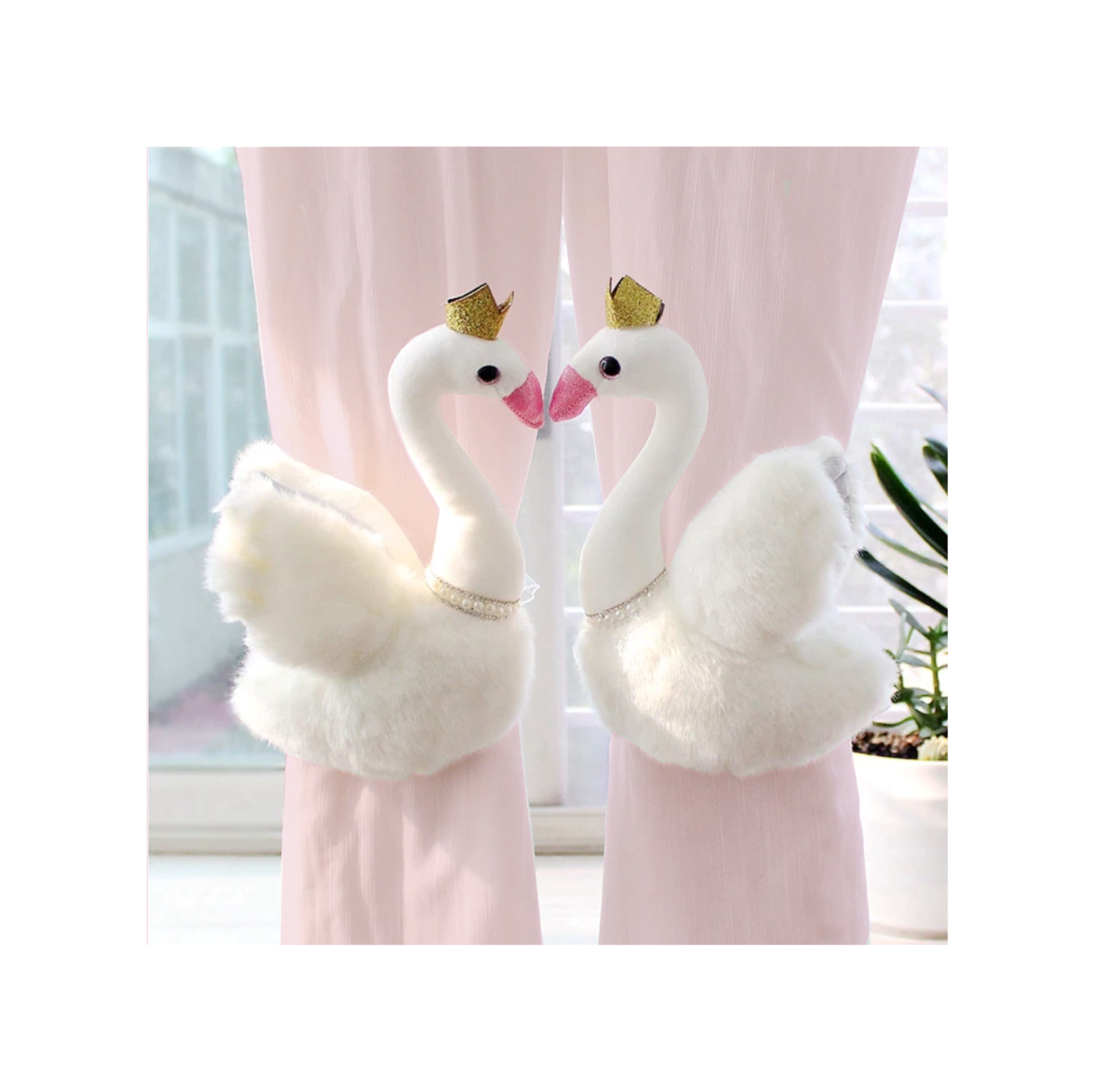 Plush Swan Curtain Tiebacks (Pair) - Jasmine and Jade Interiors