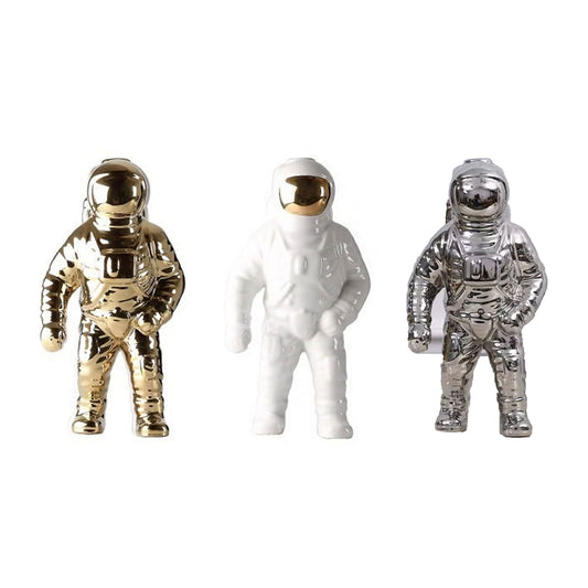 Gold, white or silver spaceman, astronaut vase