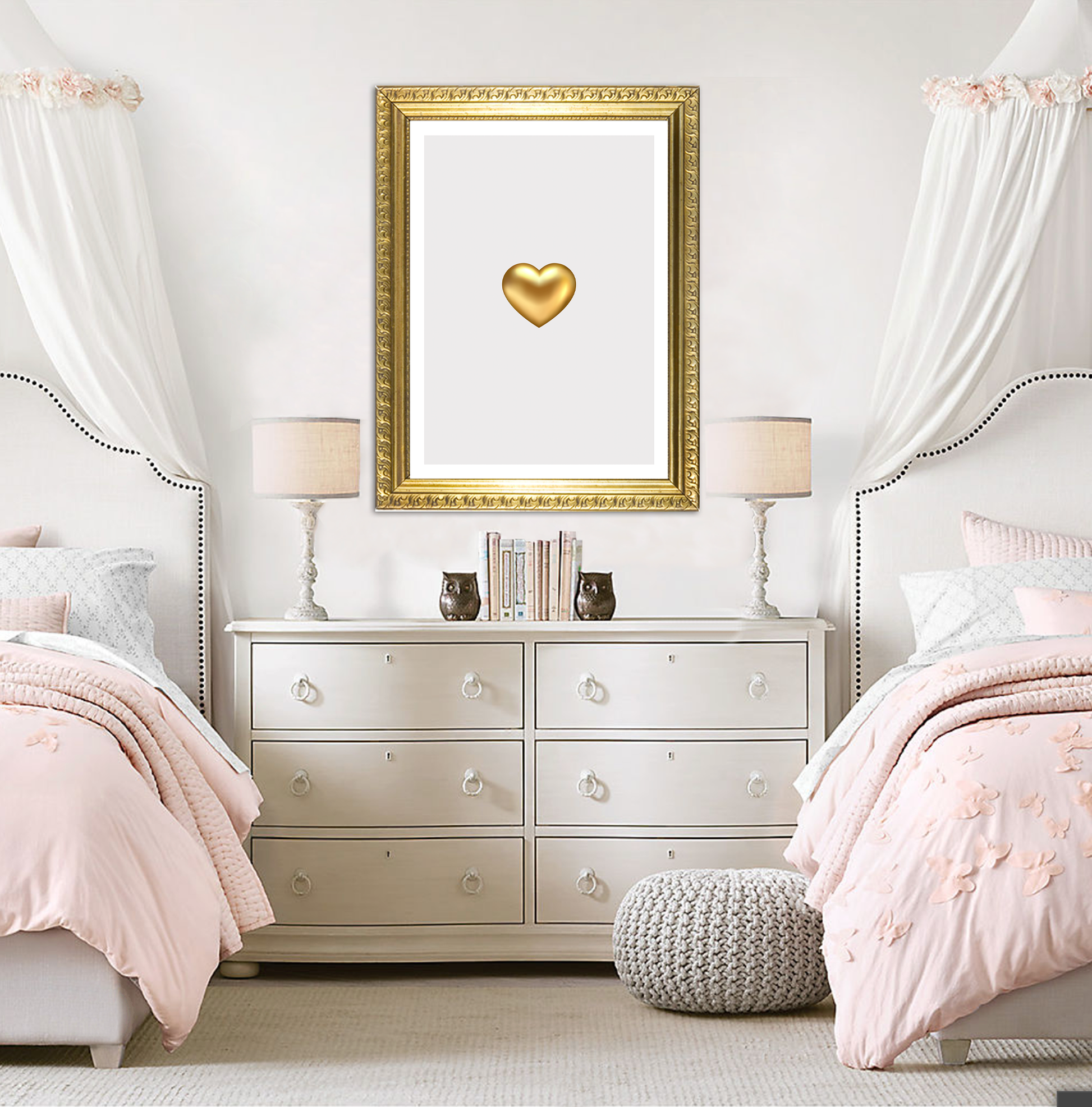 Single Gold 3D Heart Art Print - Jasmine and Jade Interiors