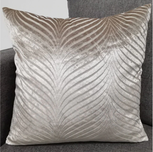 Luxury Taupe Velveteen Leaf Cushion - 43 x 43cm - Jasmine and Jade Interiors