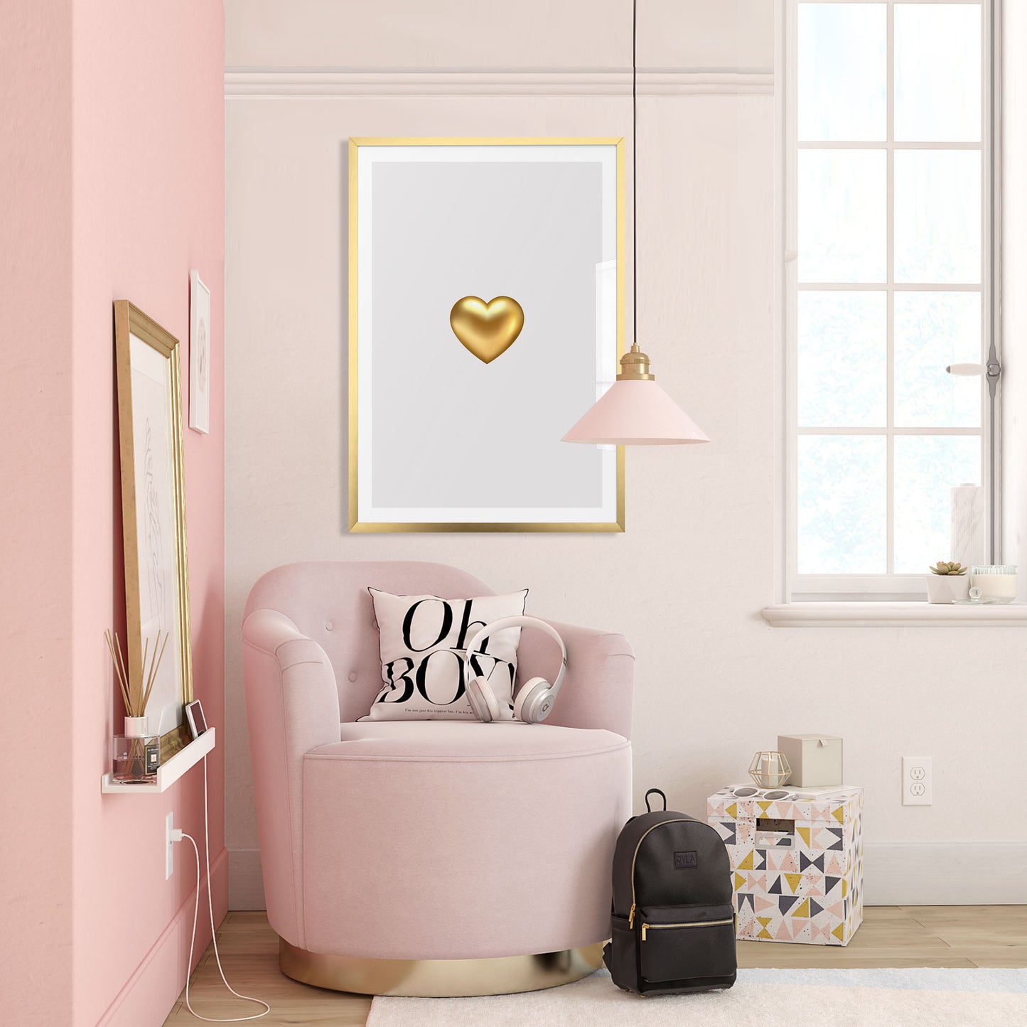 Single Gold 3D Heart Art Print - Jasmine and Jade Interiors