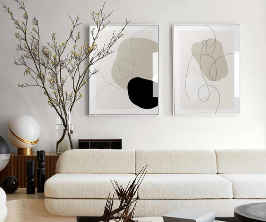 Beige Abstract Art Print (B) - Jasmine and Jade Interiors