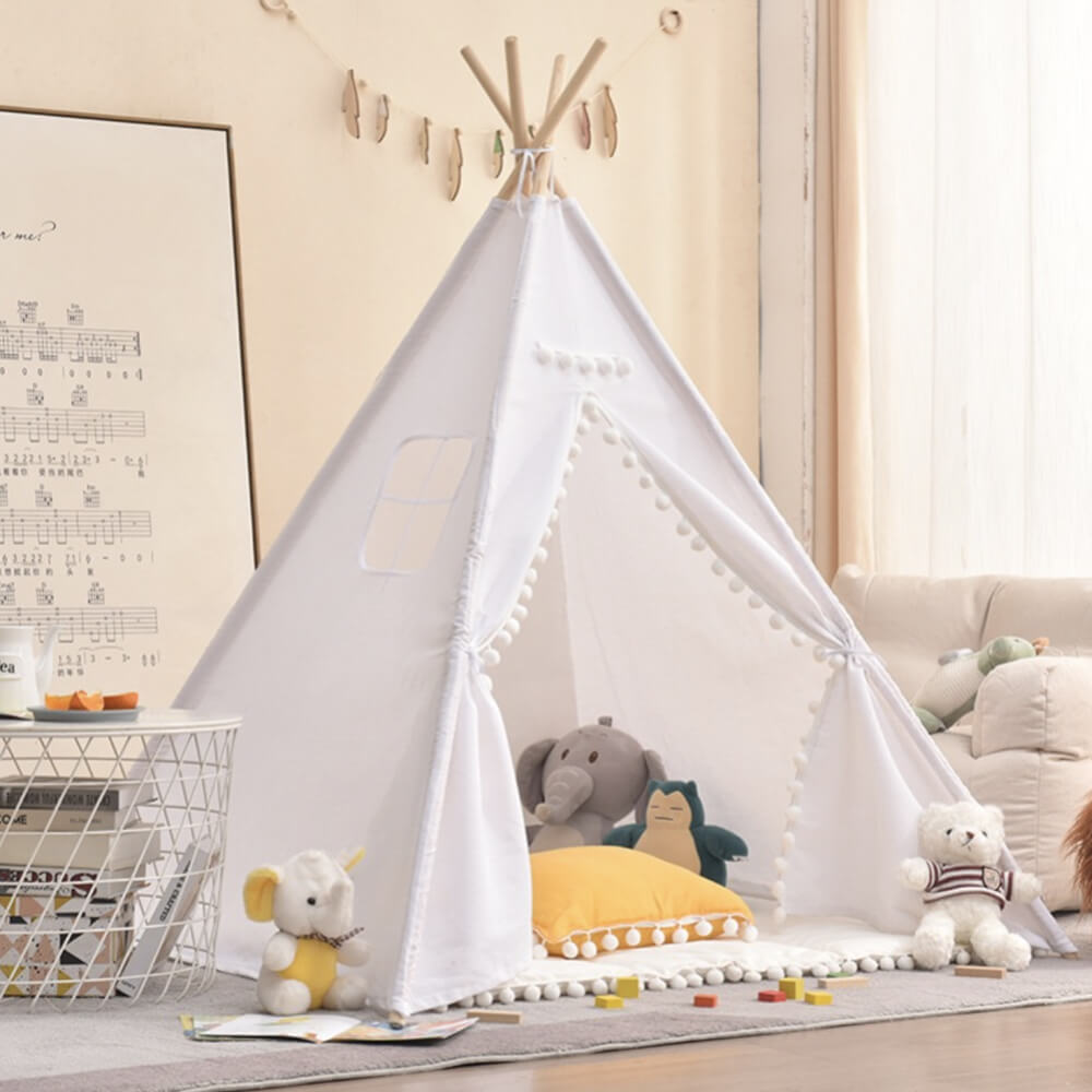 Spielzelt mit Pompom-Tipi – 5 Farben