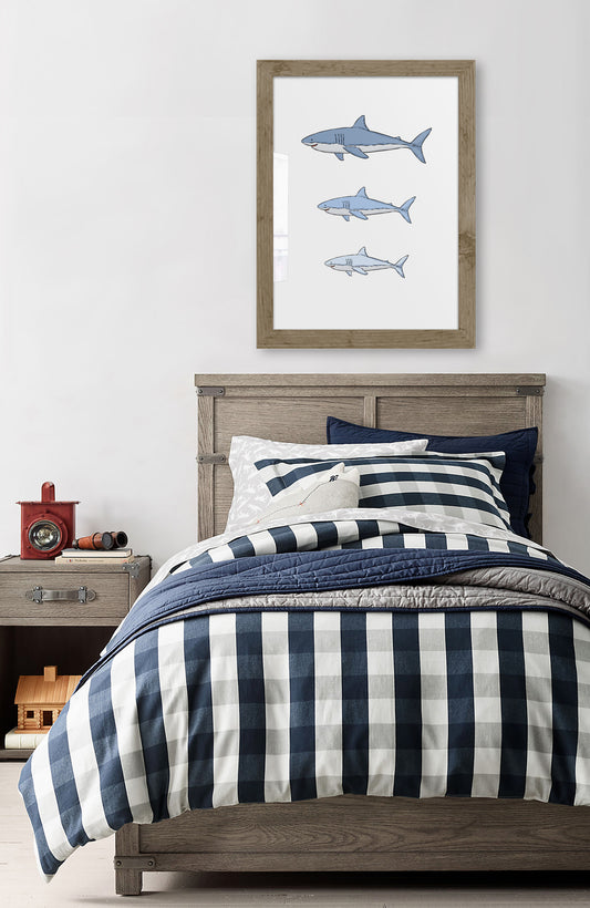 Shark Family Art Print - Jasmine and Jade Interiors