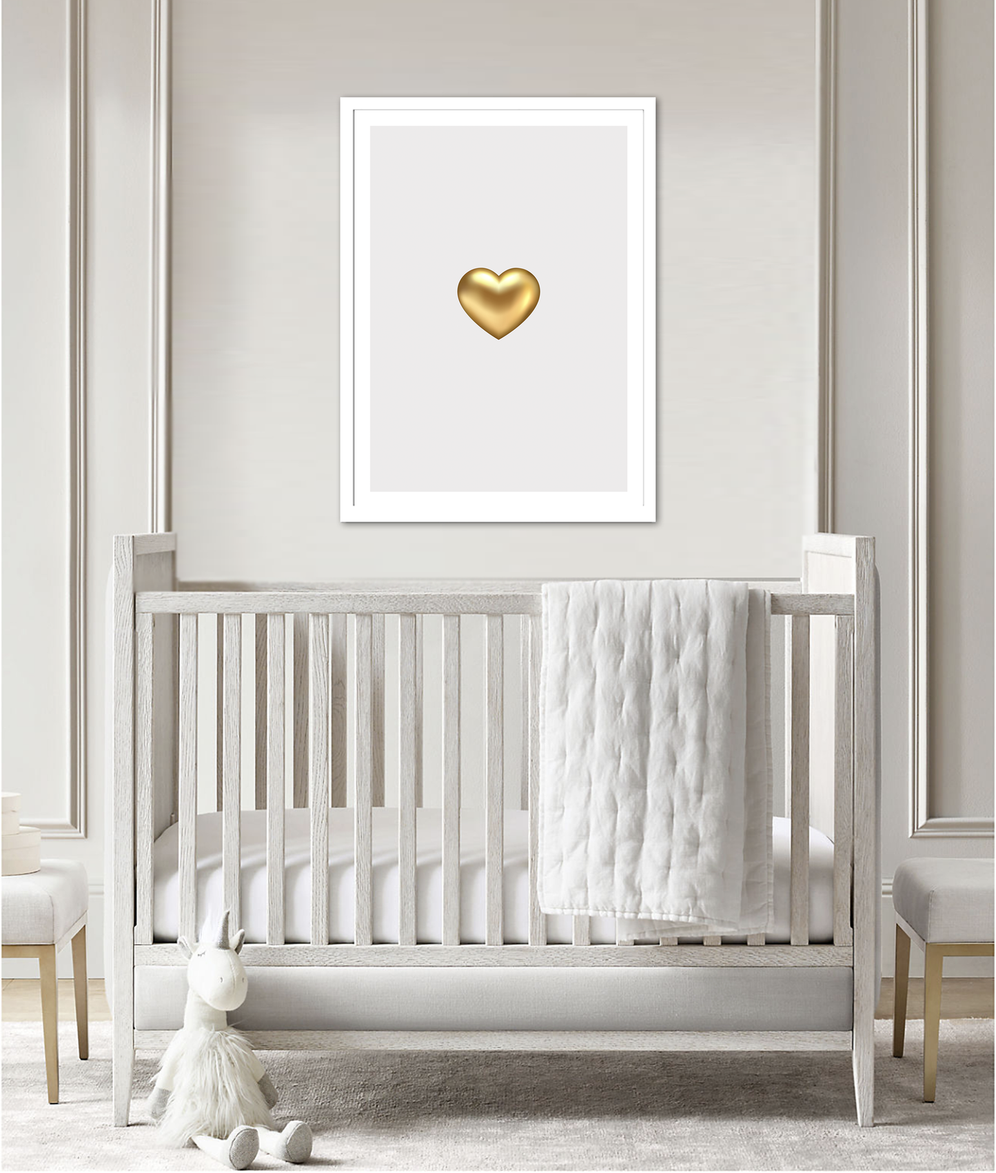Single Gold 3D Heart Art Print - Jasmine and Jade Interiors