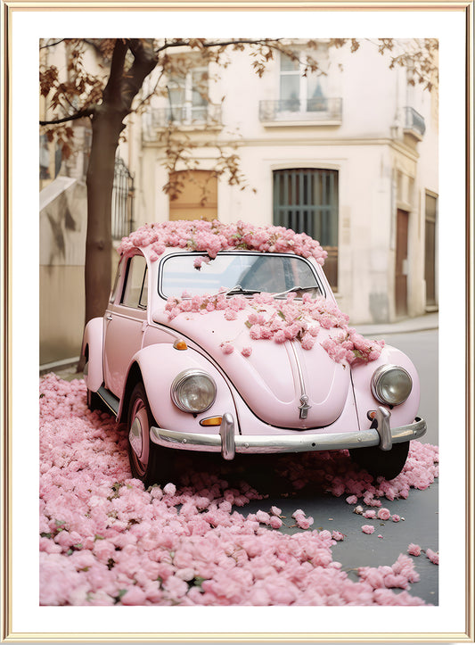 Impressão de arte de carro de besouro vintage Blossom