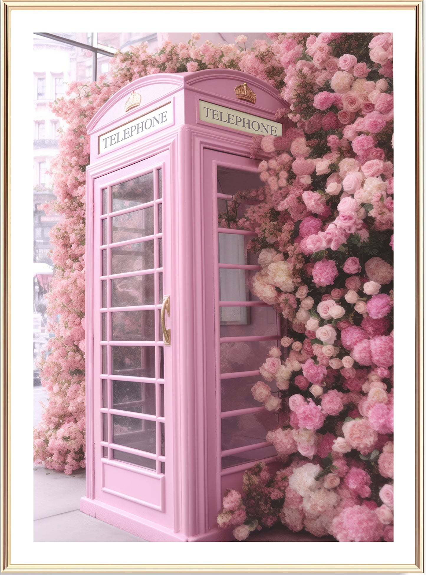 Pink London Phone Box Art Print