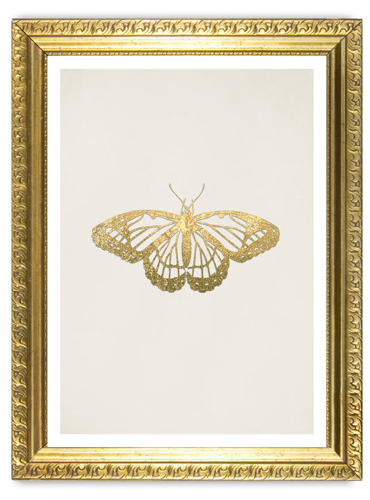 Enkelt gull sommerfugl kunsttrykk