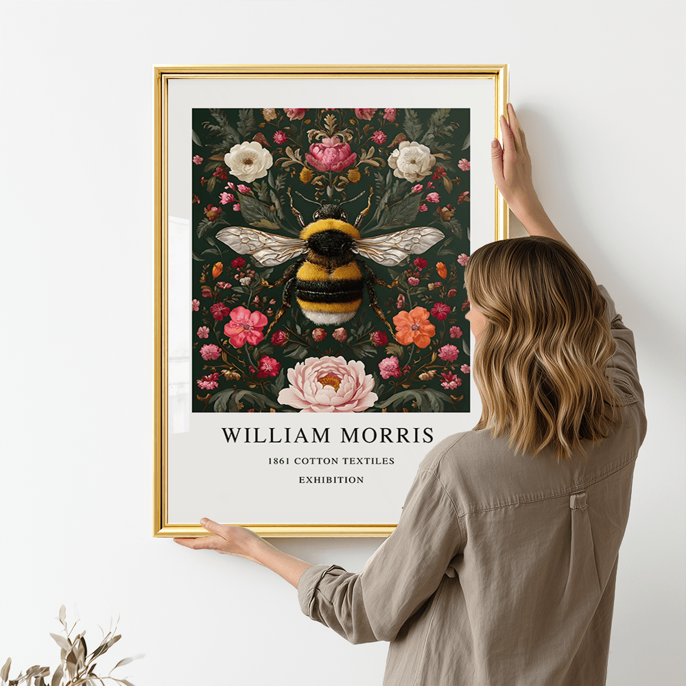 Inspirado en William Morris, Firmado - Estampado de Colibríes