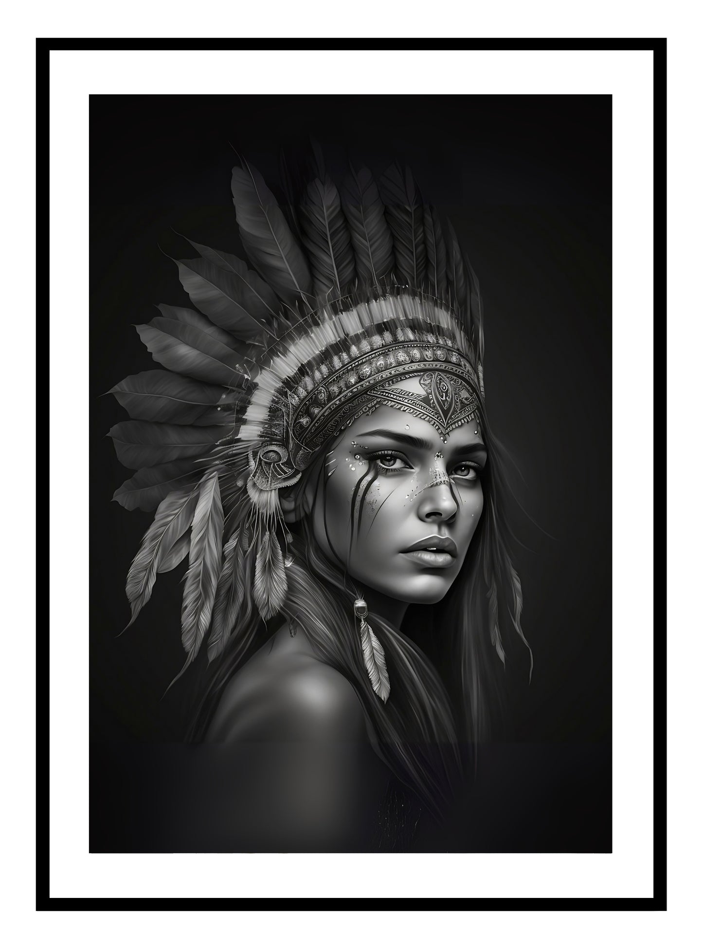 "Fierce" American Indian Art Print (Portrait)