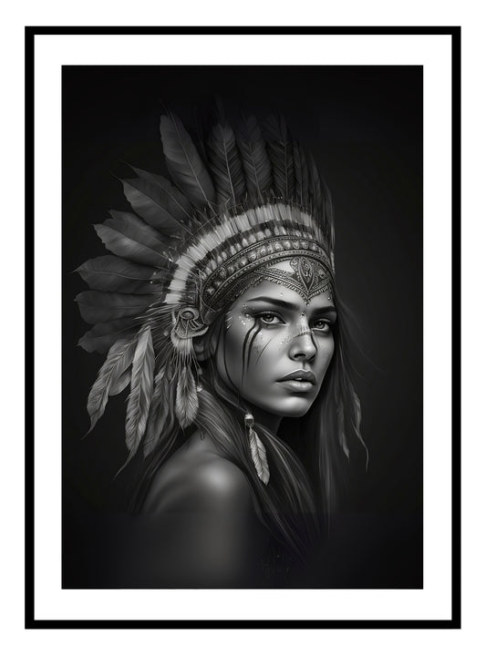 "Fierce" American Indian Art Print (Portrait)