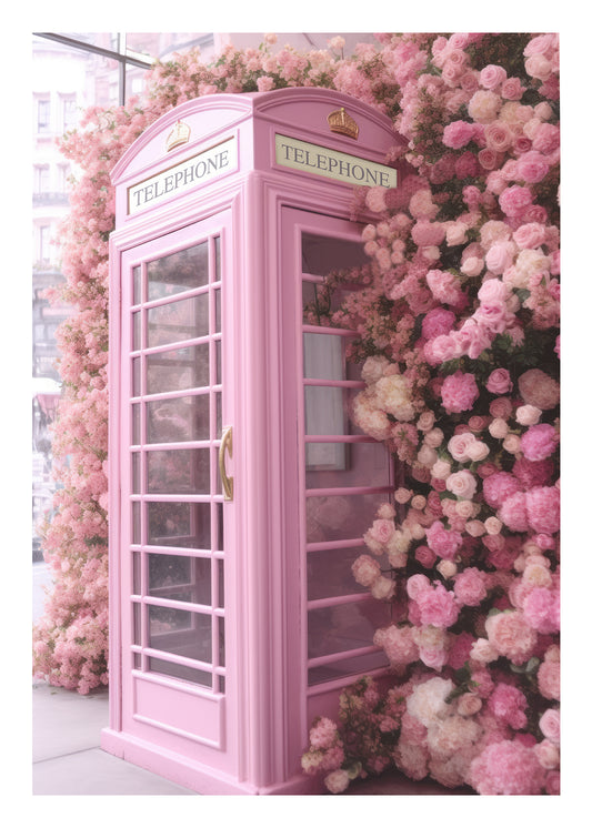 Pink London Telefon Box Art Print